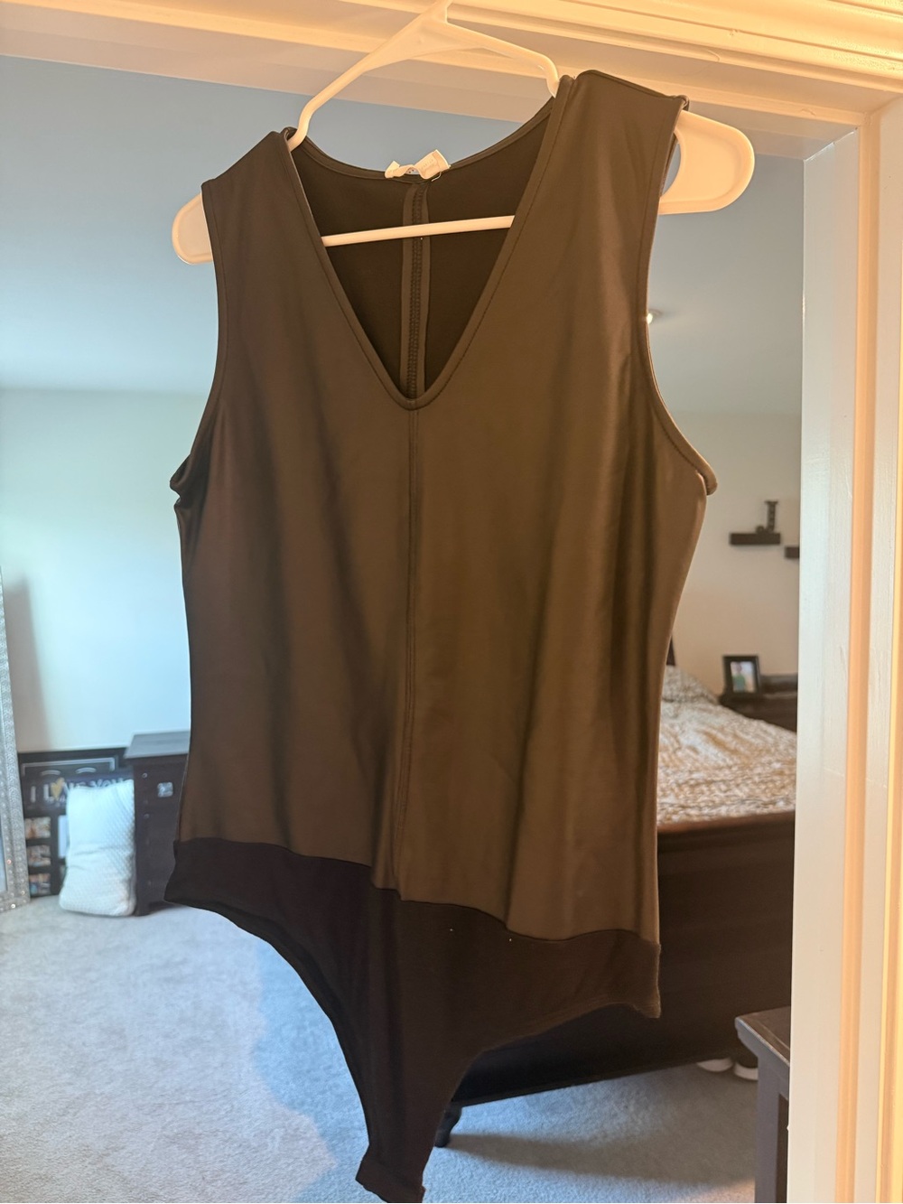 Women's Black Sleeveless V-Neck Bodysuit